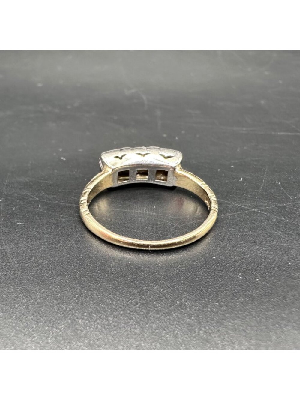 Vintage Three Stone Diamond Ring 14K Gold Elegant Jewelry Engagement Size 6.75 - Picture 6 of 14